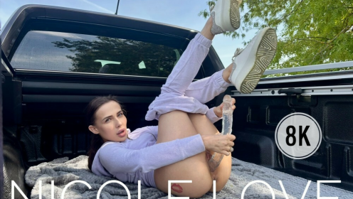 Masturbation With A Big Dildo On A Pickup